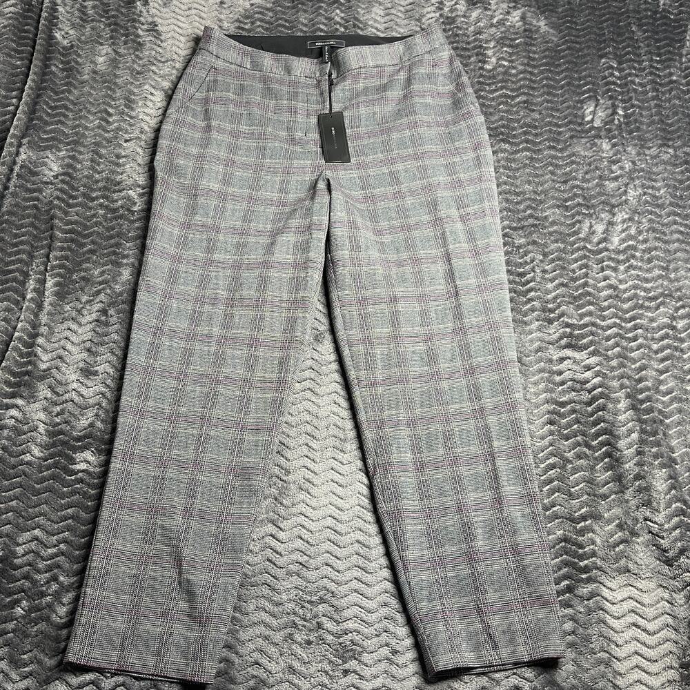 BCBG Maxazria Size 10 Plaid Multicolor Straight Crop Leg Pants NWT